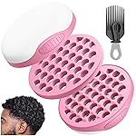 Silicone Curl Brush with Pick and Spiral Cavities, Two-Sided Hair Curling Tool for Afro Curls, Small Holes Curler for All, Pink, 1 Piece