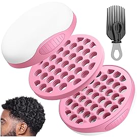 Silicone Curl Brush with Pick and Spiral Cavities, Two-Sided Hair Curling Tool for Afro Curls, Small Holes Curler for All, Pink, 1 Piece