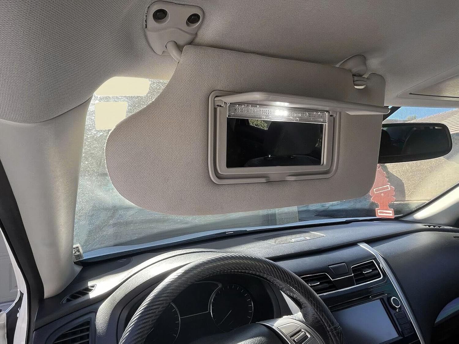 KUAFU Gray Driver Left + Passenger Right Side Sun Visor Replacement with Led Light Compatible with 2013-2018 Nissan Altima Replacement for 96400-3TA2A & 96401-3TA2A