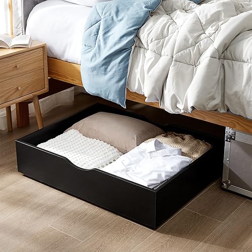 Miniatura 2 de The Storage MAX - Organizador de madera para debajo de la cama con ruedas, color negro