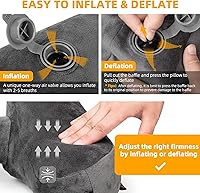 Vista 6 de Rewondah Almohada inflable de viaje para avión dormido, almohada inflable para el cuello para viajar en avión con funda lavable, almohada de viaje