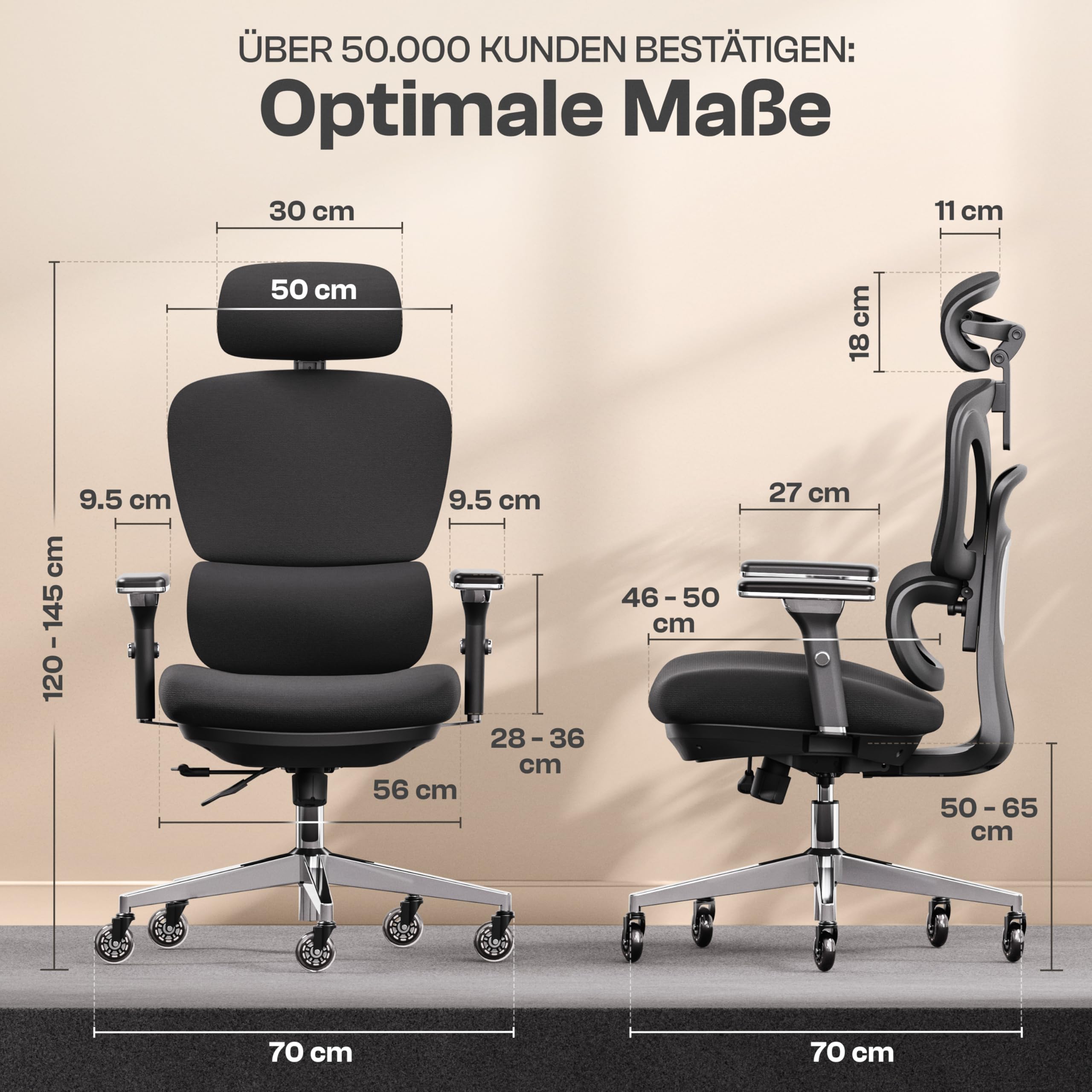 Merlin Bürostuhl Ergonomisch [VERGLEICHSIEGER] Drehstuhl 150kg | Schreibtischstuhl Ergonomisch | Komfortabler Gaming Stuhl | Bürostuhl Testsieger für höchsten Komfort und Ergonomie