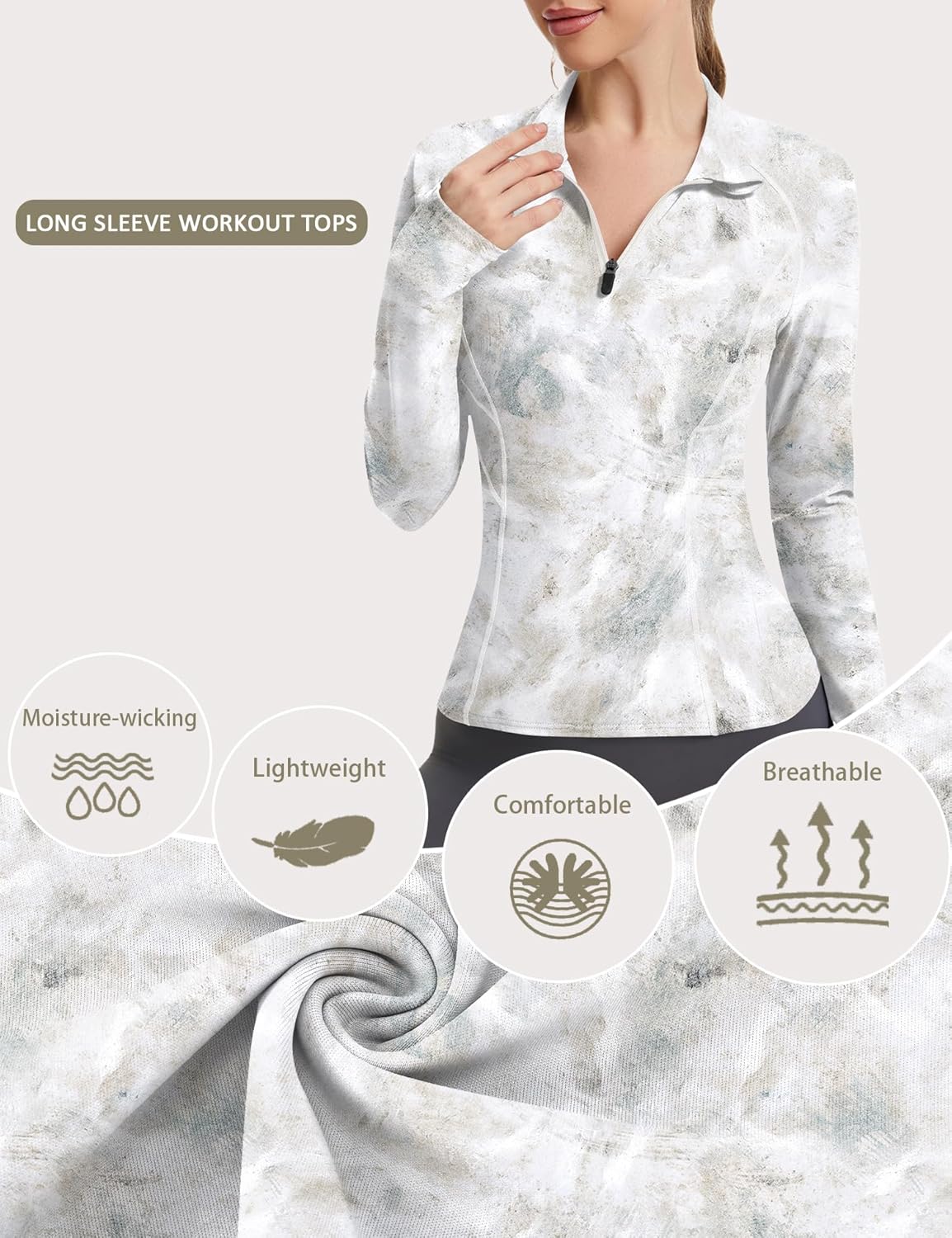 LUYAA Womens Long Sleeve Workout Tops Quater Zip Pullover Running Athletic Jacket with Pockets - Image 3