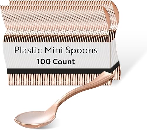 Restaurantware Mini cucharas desechables de 4 pulgadas, 100 cucharas pequeñas desechables, par de alta resistencia con aperitivos o postres,