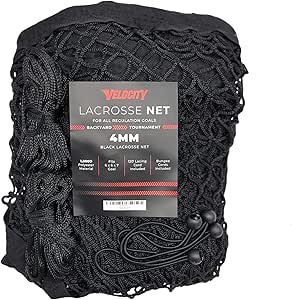 Velocity 6MM Heavy Duty Black Lacrosse Net - Fits 6'x6'x7' Goals - Weatherproof, UV Resistant 1000D High-Strength Polyester - Comes With 100 Feet Of Lacing Cord And 4 Quick Ties, Nets - Canada