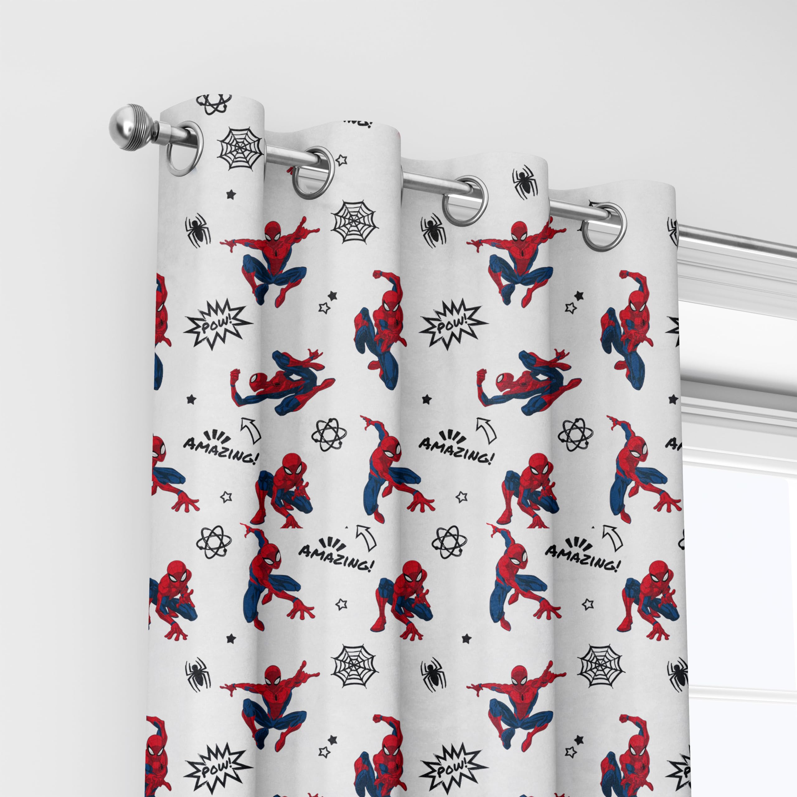Spiderman, Tenda a Velo Con Anelli, Tenda Cameretta, Tenda per Interni, 140x290, Marvel, Prodotto Ufficiale, (Pannello Singolo)