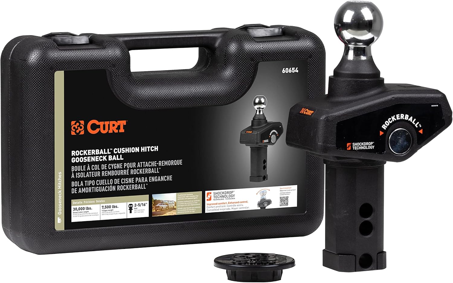 CURT 60654 RockerBall 2-5/16-Inch Cushion Hitch Gooseneck Ball, 30,000 lbs