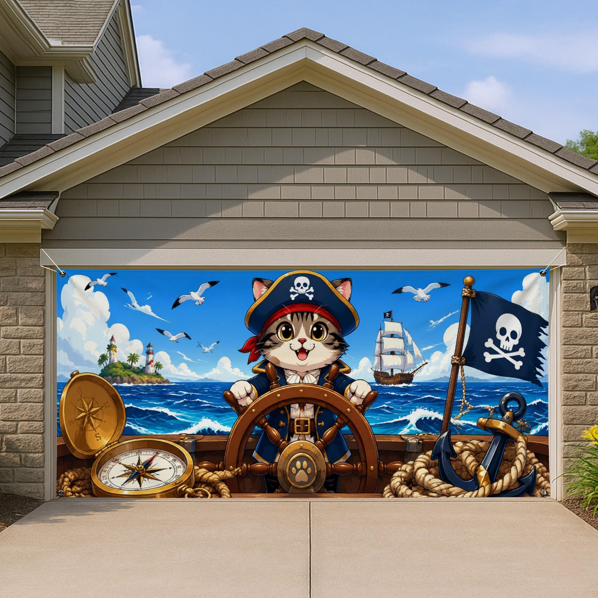 Housse de porte de garage grand format 397x180 bâche décorative océan