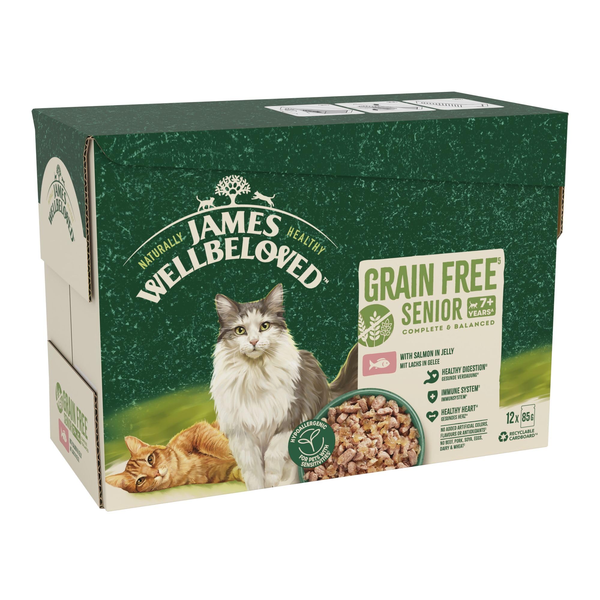 James Wellbeloved Grain Free Adult Cat Food with Salmon in Jelly Pouch 12 x 85g