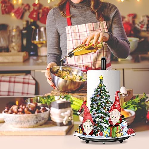 Miniatura 6 de Toallero de papel de gnomo de Navidad de metal, decoración de gnomo de Navidad para interiores y hogar, baño, cocina, soporte de papel de 6.7 x 6.7