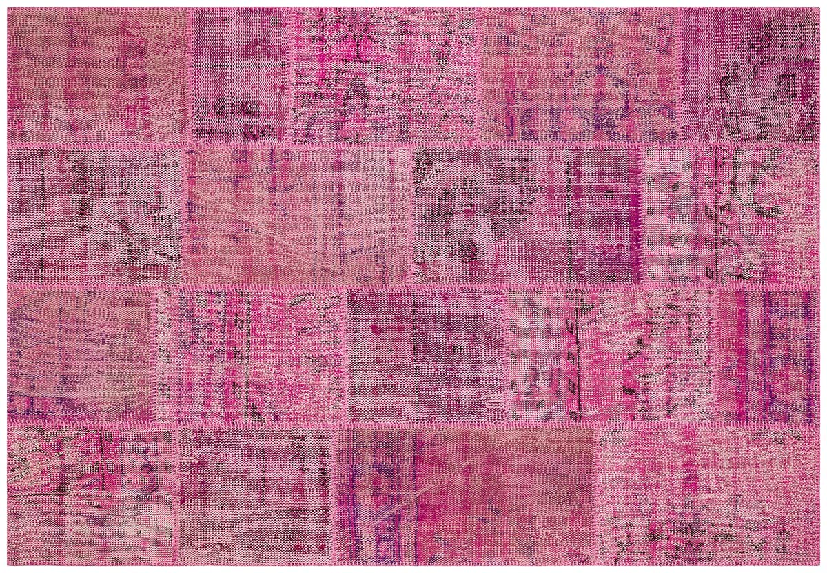 Tapis patchwork turc en laine rose ALLMODE fait main 170x235 cm