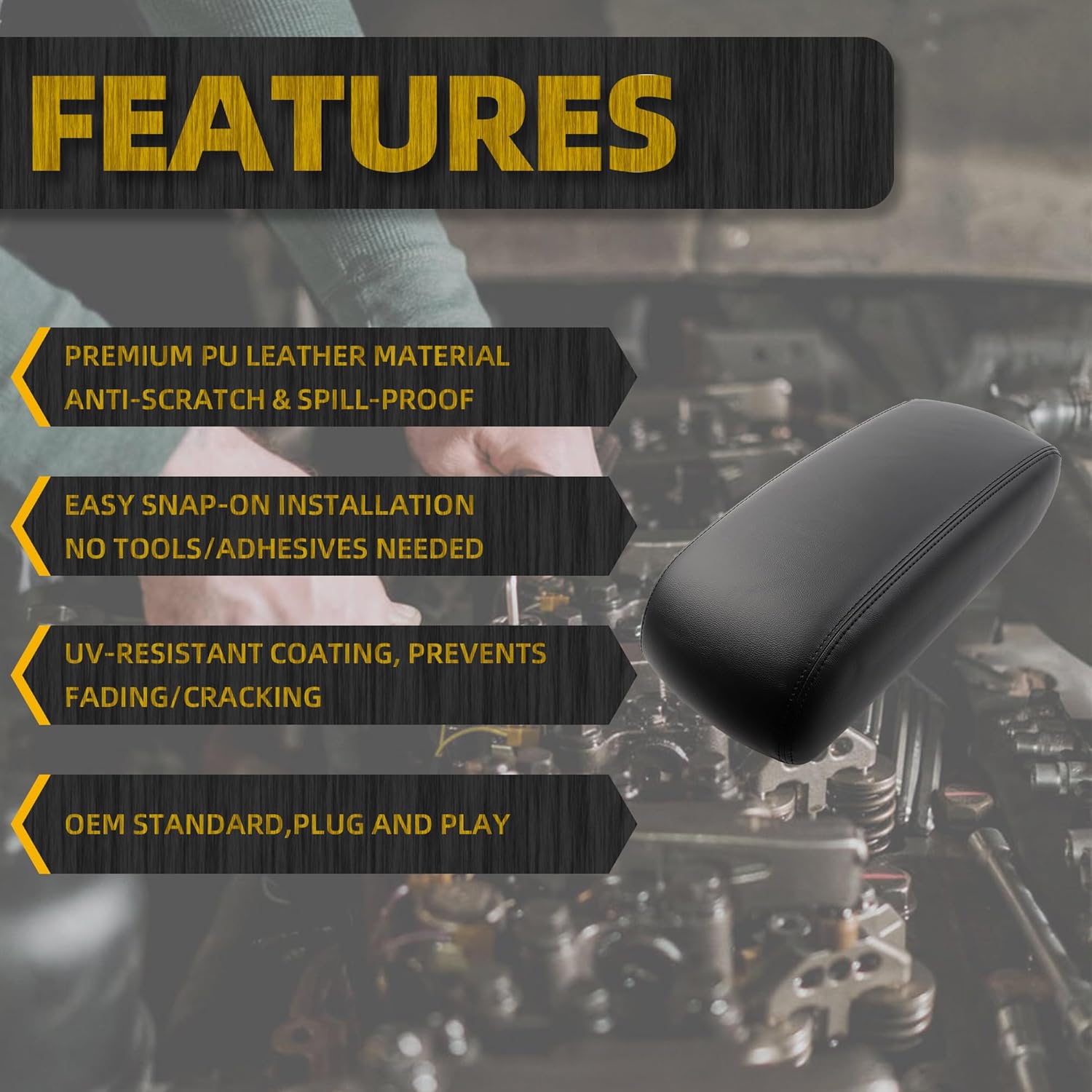 Dasbecan Center Console Cover Lid Compatible with 2011-2021 Jeep Grand Cherokee Center Console Armrest lid Cover Black Replace# X85006302BL X85006303BL