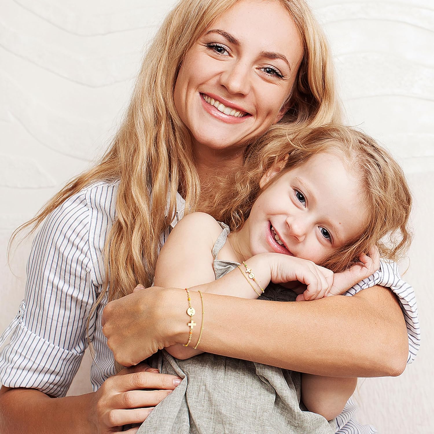 M MOOHAM Valentines Gifts for Kids Teen Girls - 14K Gold Plated Letter A-Z Bracelet, Layered Link Charm Bracelets, Women Christian Religious Faith Jewelry Birthday Baptism Gifts - Image 5