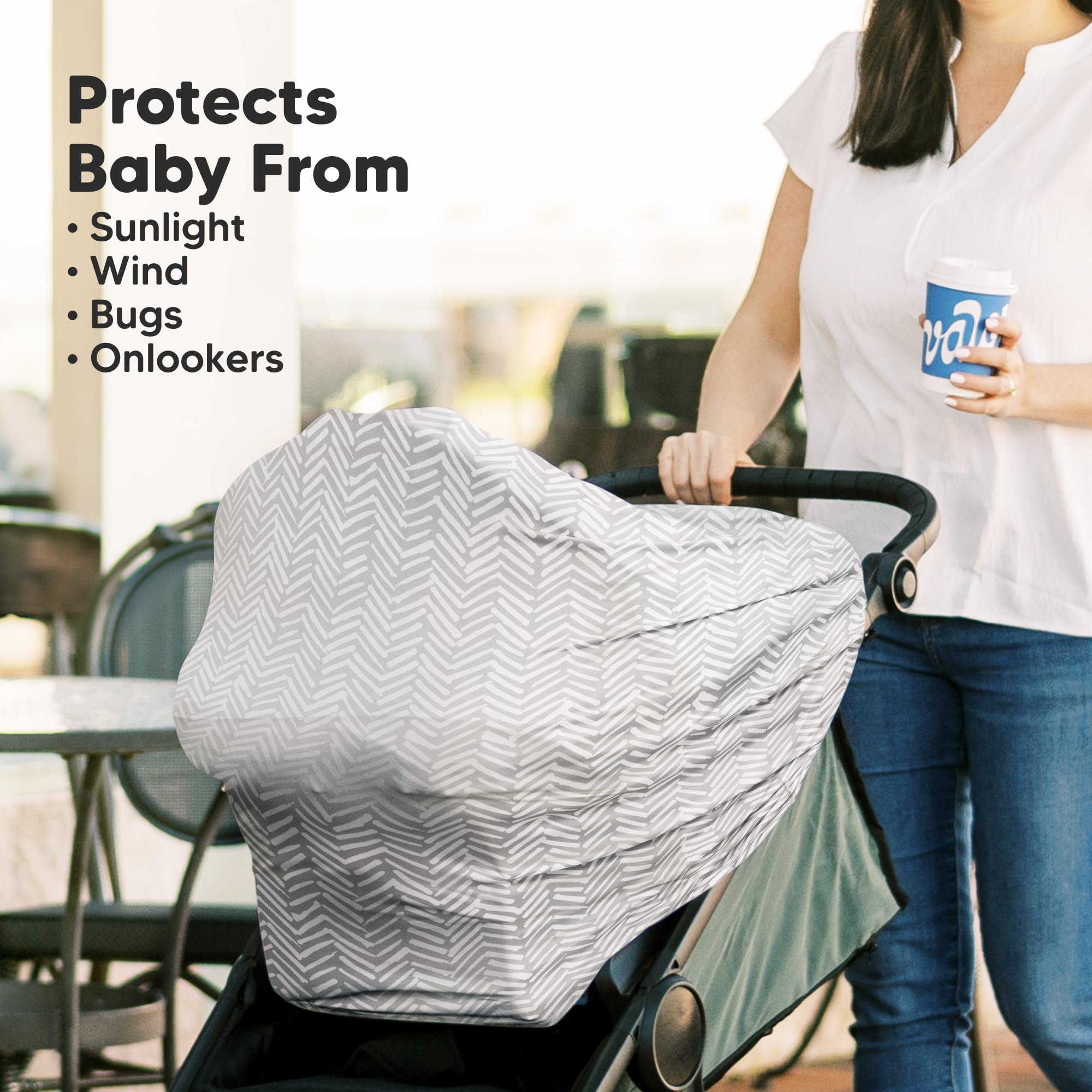 KeaBabies Housse d'allaitement pour les déplacements - Multifonctionnelle, Douce & Respirante Nursing Breastfeeding Cover,Housse de siège auto pour bébé fille,garçon Housse de poussette(Herringbone)