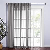 Vista 19 de NICETOWN Cortina transparente para puerta de patio, cortina vertical de gasa, panel de cortina extra ancho, tratamiento de ventana para puerta Blanco