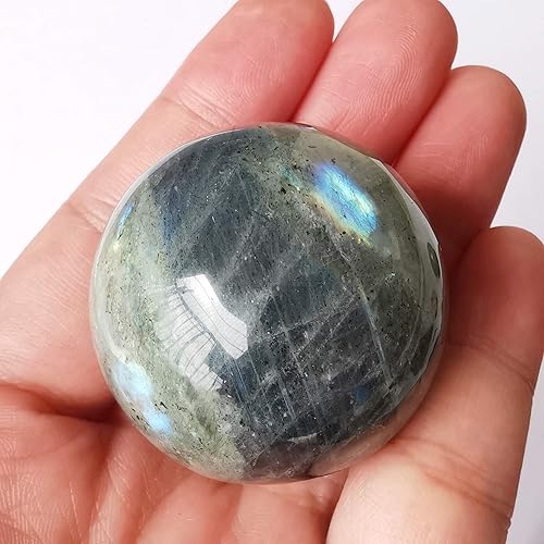 Miniatura 2 de Escultura de esfera de adivinación de cristal curativo de piedra lunar de 1.575 pulgadas, bola de piedras preciosas, Feng Shui Chakra Aura