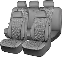 Vista 23 de CAR PASS Piping - Fundas de asiento delantero de automóvil de piel sintética de lujo, impermeables, antideslizantes, compatibles con reposabrazos