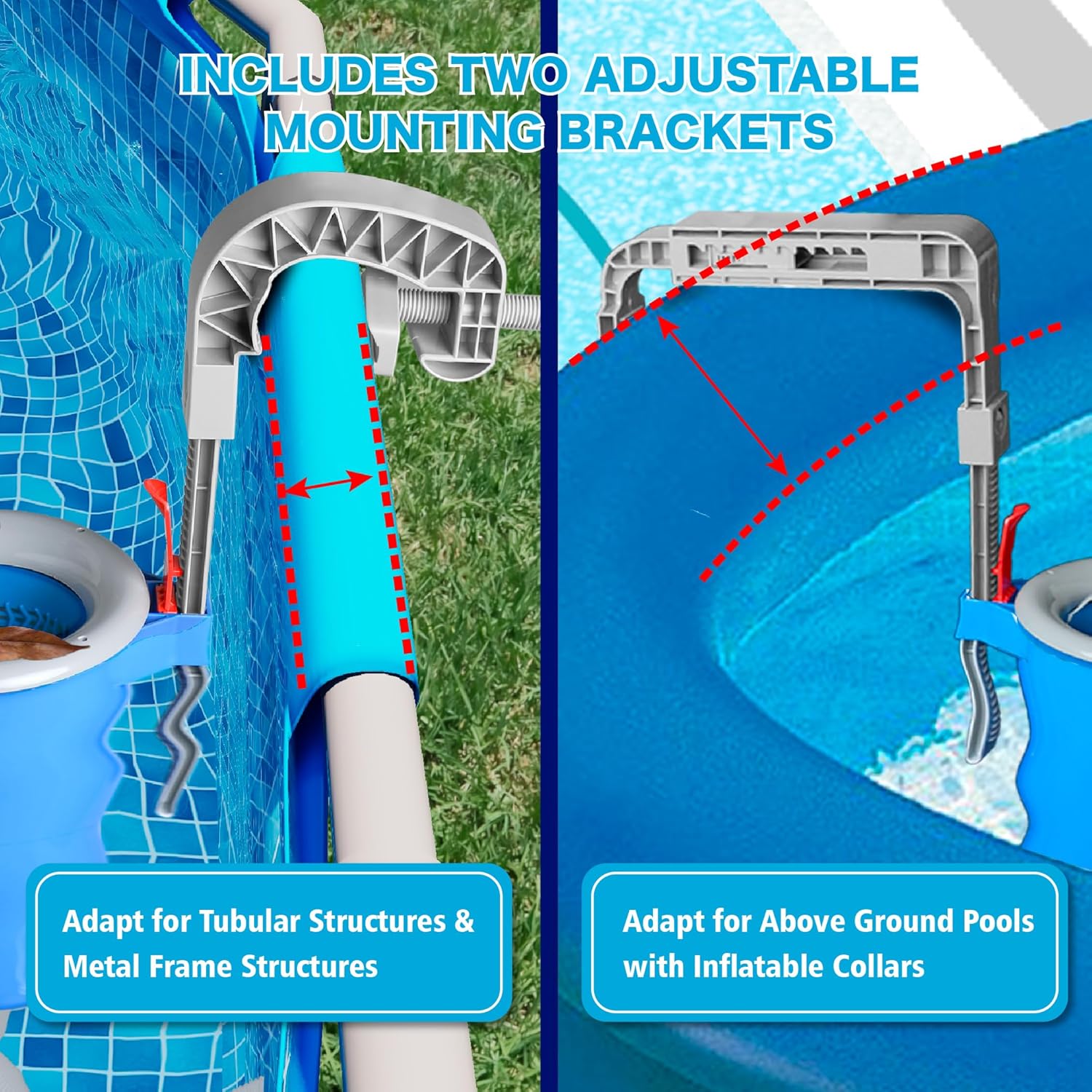 Above Ground Pool Skimmer with 5 Skimmer Socks, Wall Mount Surface Skimmer with Hose & Basket, Compatible with Intex Pools, Adjustable Floating Filter, Automatically Removes Leaves & Debris