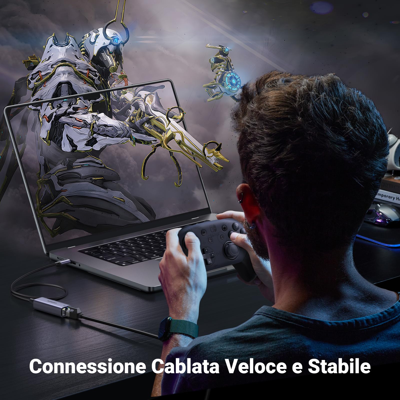 UGREEN Adattatore USB C Ethernet Gigabit, Adattatore Thunderbolt USB C a RJ45 Rete LAN 1Gbps Compatibile con iPhone 16 Plus Pro Max 15 MacBook Pro Air M2 iPad Pro Air 5 XPS Surface Pro Galaxy S24 50CM