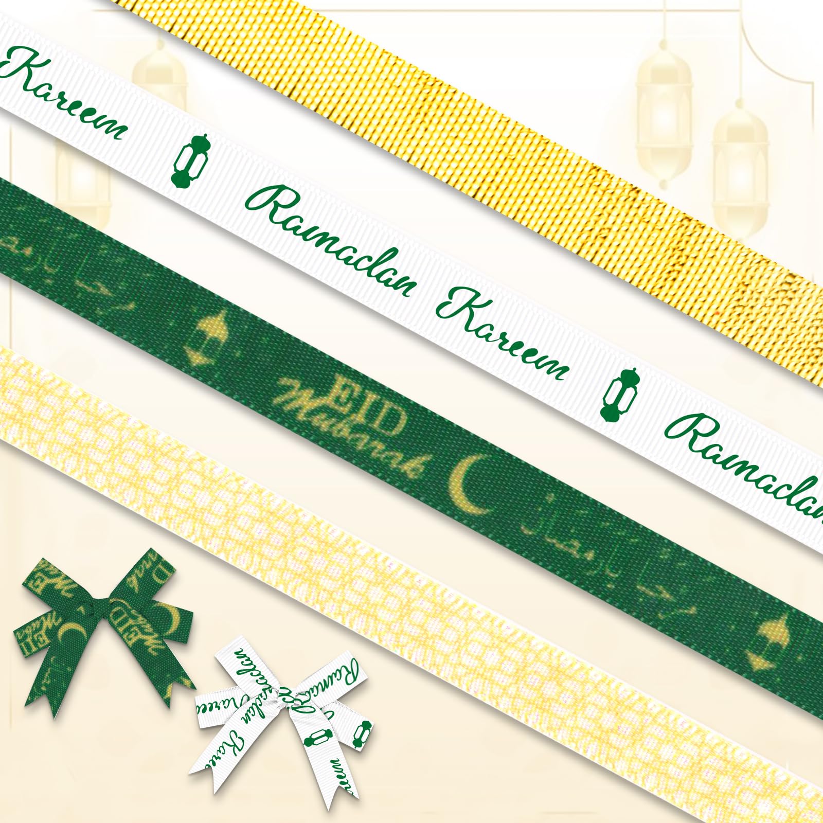 Snapklik.com : 4 Rolls 20 Yards Ramadan Ribbons, 3/8