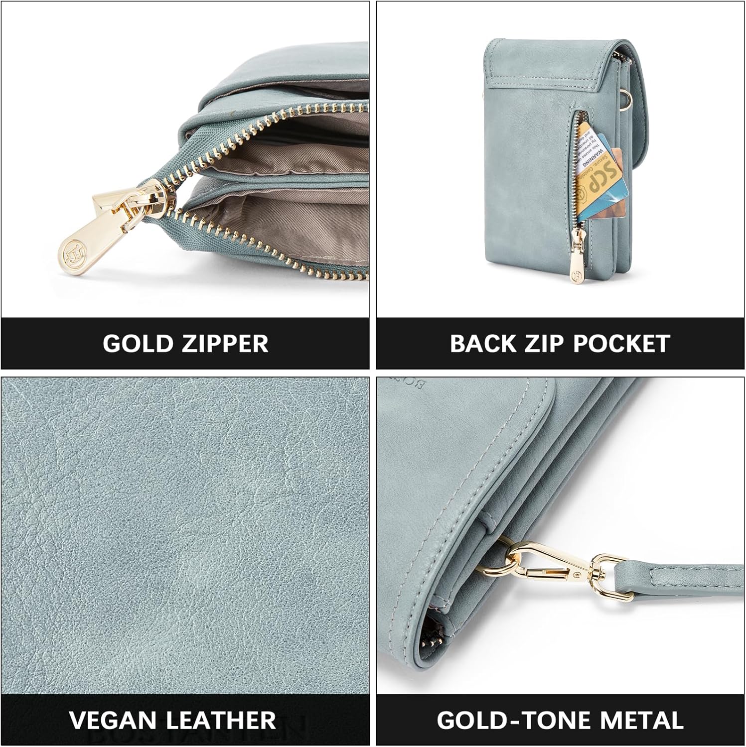 BOSTANTEN Vegan Leather Small Crossbody Bags for Women Designer Cell Phone Bag Wallet Purses Adjustable Strap - Image 6