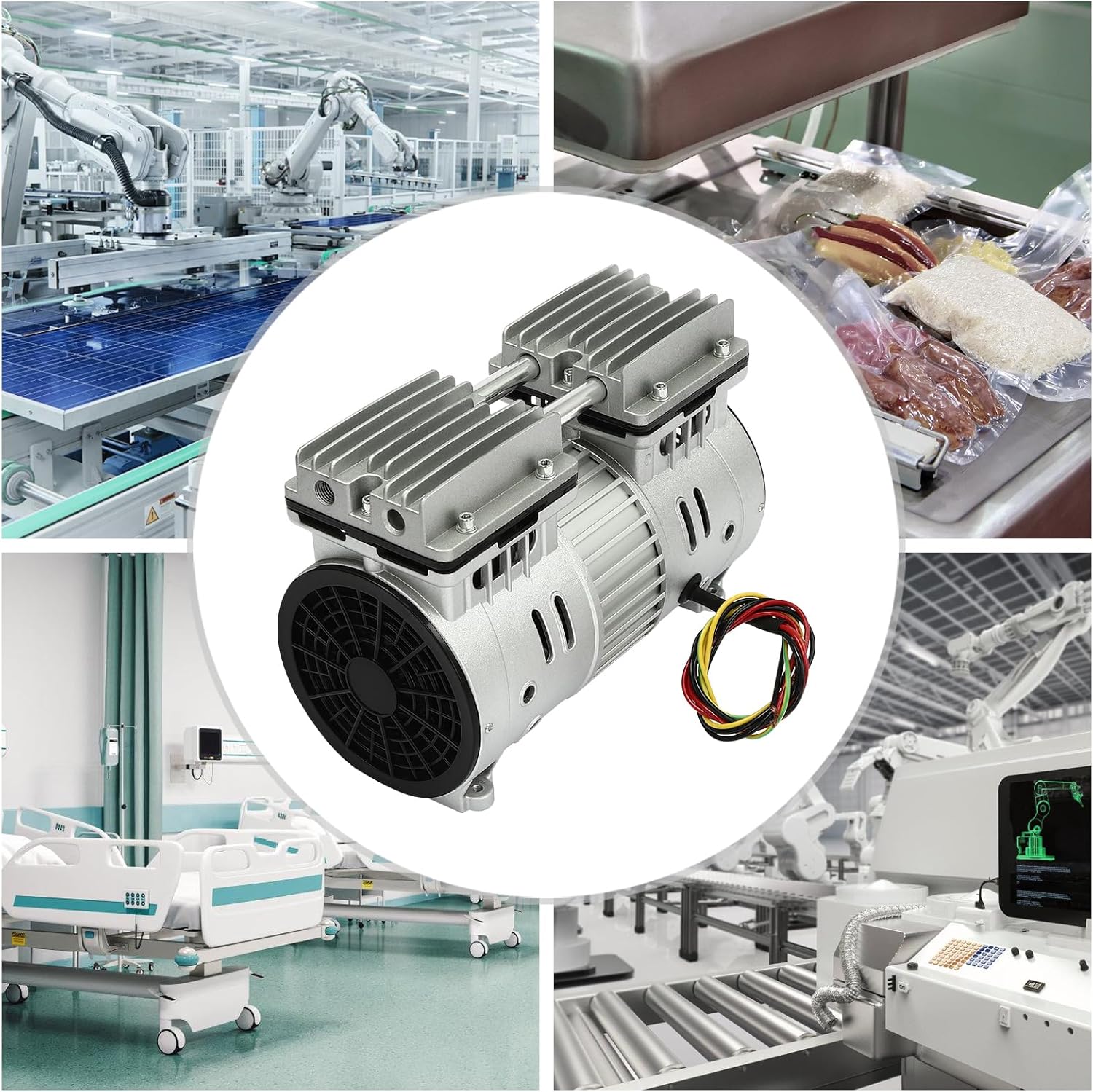 550W Oilless Air Pump, High Pressure Oilless Piston Compressor Pump, 1700RPM Compressor Vacuum Pump Head Small Air Mute, Piston Air Compressor Motor Head Pump 4.5CFM