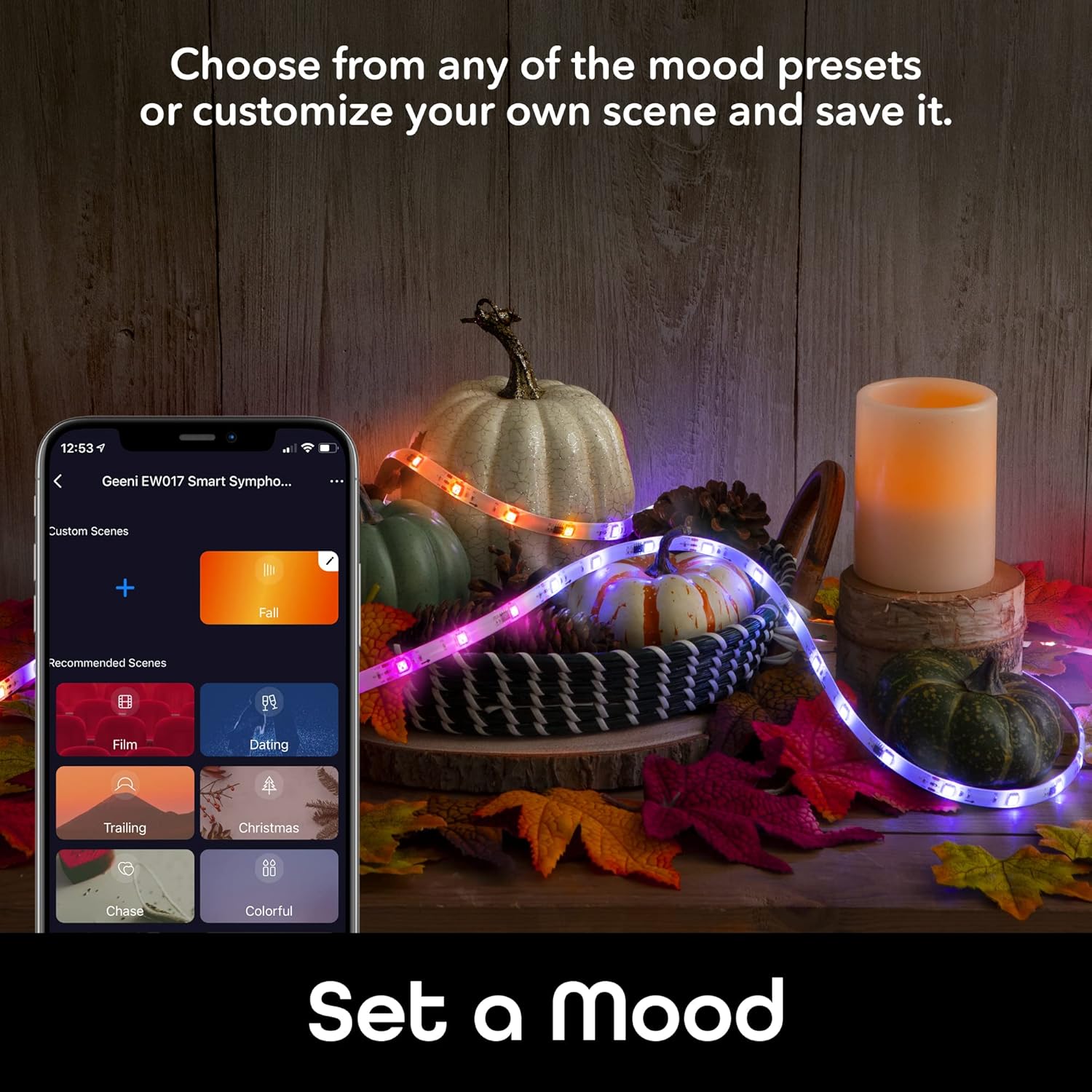 Geeni Prisma Symphony Smart LED Strip Lights, RGBIC Neon Color Changing WiFi Lights with App Remote Control and Music Sync, Compatible with Alexa and Google Home, 16.4 ft