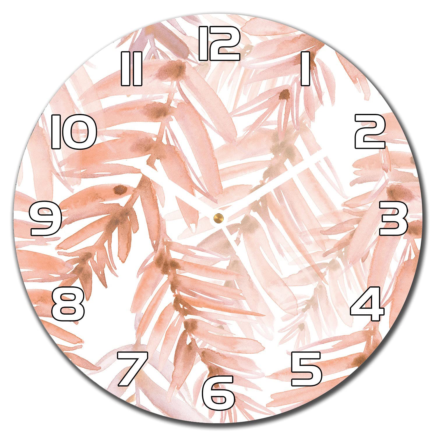 Horloge en verre cuisine et salon moderne avec impression florale de feuilles et fleurs 30cm