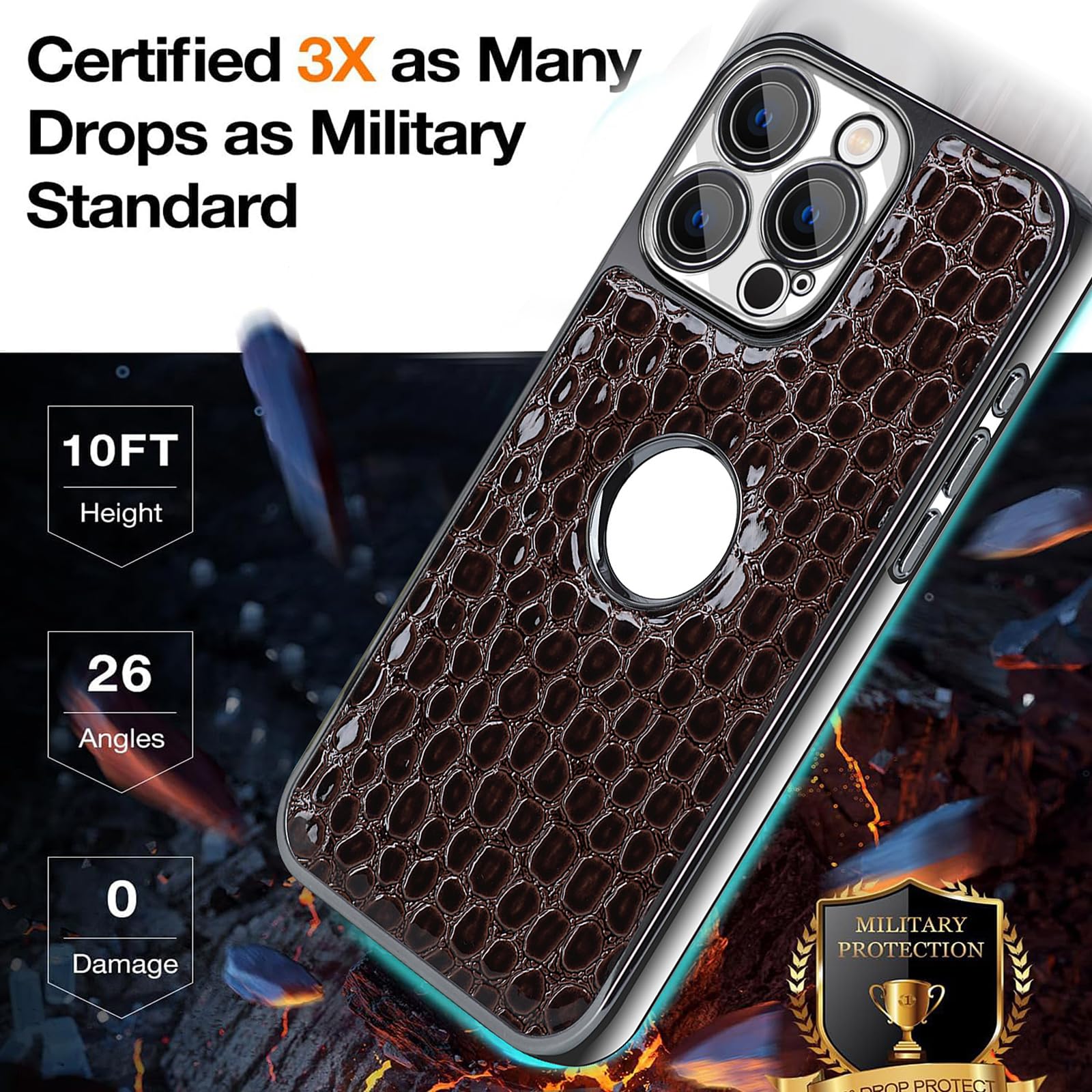 Etui na telefon komórkowy iPhone 16 Pro Max / 16 Pro / 16 Plus/16, magnetyczne etui na telefon komórkowy, galwanizowane, ultracienkie, ze wzorem krokodyla, etui ochronne z logo, czerwone, 16