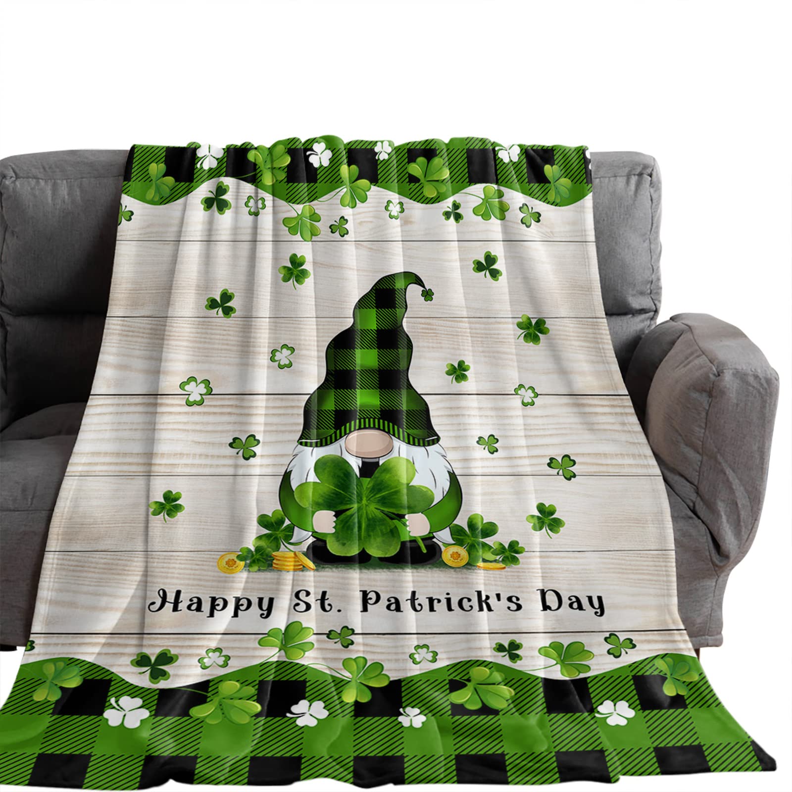 Coperta In Flanella Con Trifoglio Per San Patrizio – Morbida E Leggera 127x152 Cm – Regalo Originale Per Bambini E Adulti, Decorazione Primaverile Per Divano E Letto