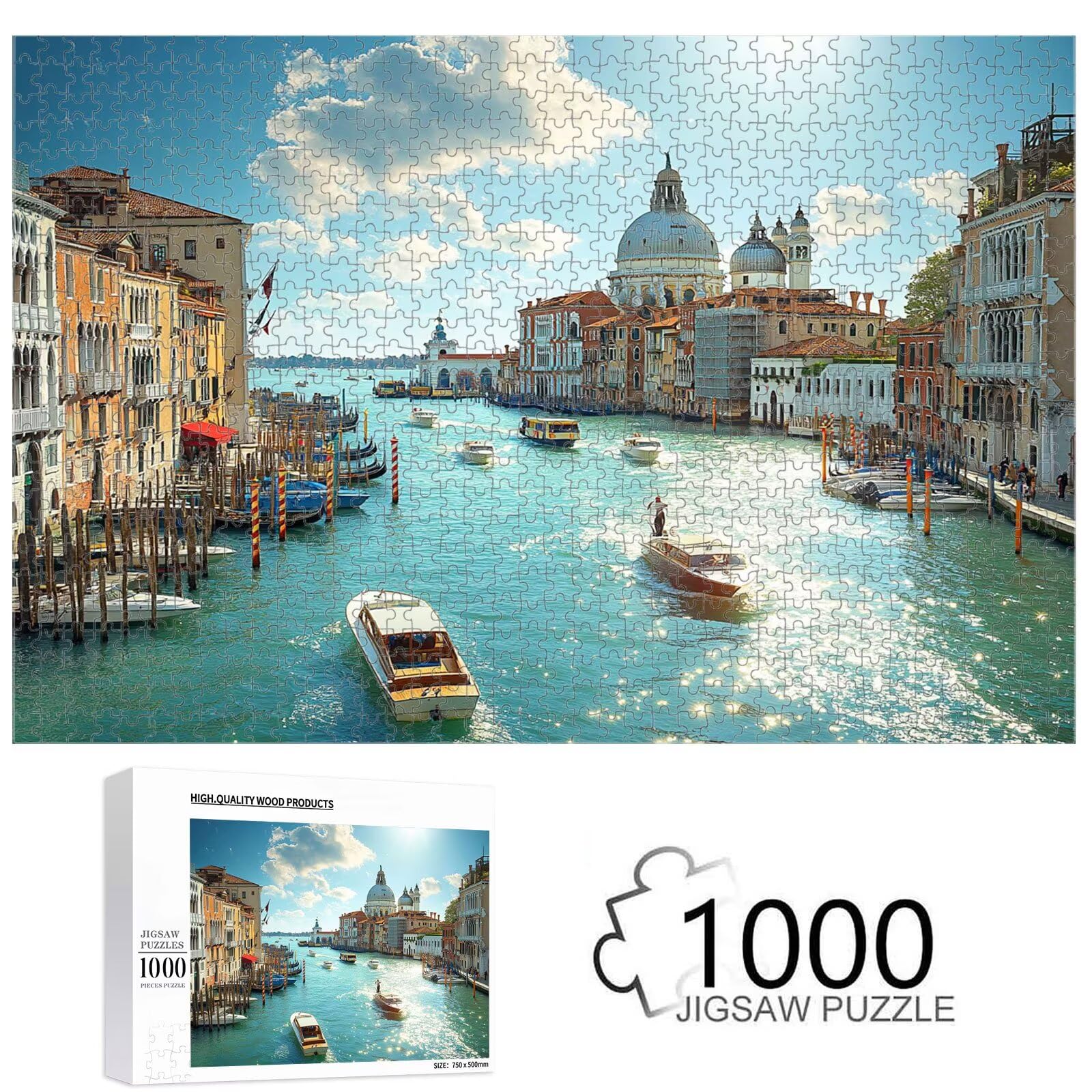 1000 Pièces Puzzle Adulte Italie & Paysage Puzzle en Bois Robuste 1T#349 | Puzzle en Bois, Découpe de Précision, Encres aux Couleurs Vives, Loisir Relaxant, Décoration Intérieure, Cadeau, 50x75cm
