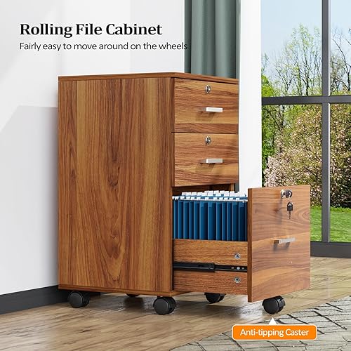 Miniatura 24 de VINGLI Archivador de 2 cajones con cerradura, archivadores rodantes para oficina en casa, soporte de impresora pequeño, organizador de archivos