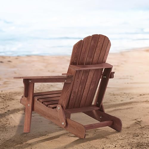 Miniatura 6 de Oversized Wooden Outdoor Folding Adirondack Chair Pre - Assembled Backrest & Seat Board for Effortless Setup  Wood Patio Chair for Garden, Backyard,
