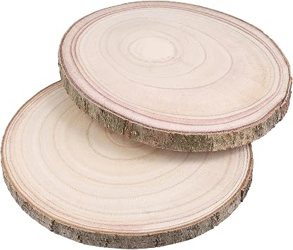 PINGEUI 12 Pack Wood Slices, 7-8 Inch Natural Wood Slices Circle Crafts, Round Rustic DIY Wooden Circle Crafts for Wedding Table Decor