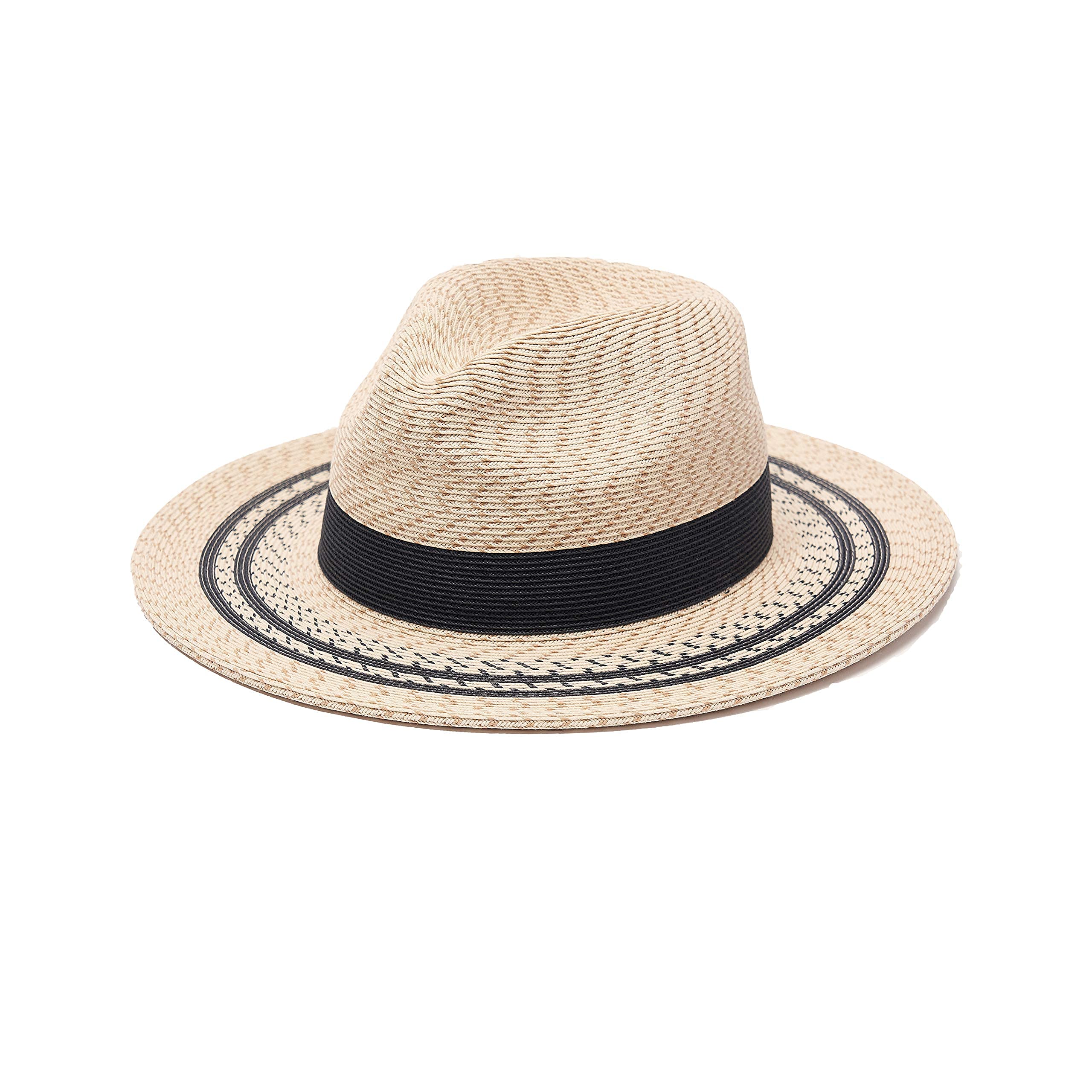 Pineapple&amp;Star Sun Straw Fedora Beach Hat Fine Braid UPF50+ for Unisex
