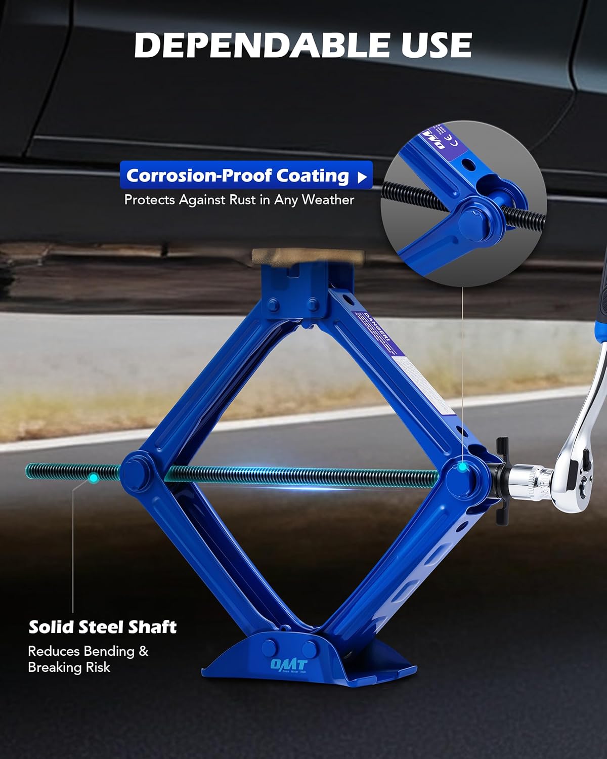 Orion Motor Tech 2 Ton Scissor Jack, 15 pc. Car Scissor Jack Kit for Sedan SUV MPV with Ratchet Wrench Drill Sockets, 4409 lb. Portable Car Jack and Stand Kit, Heavy Duty Car Jack for Tire Changing