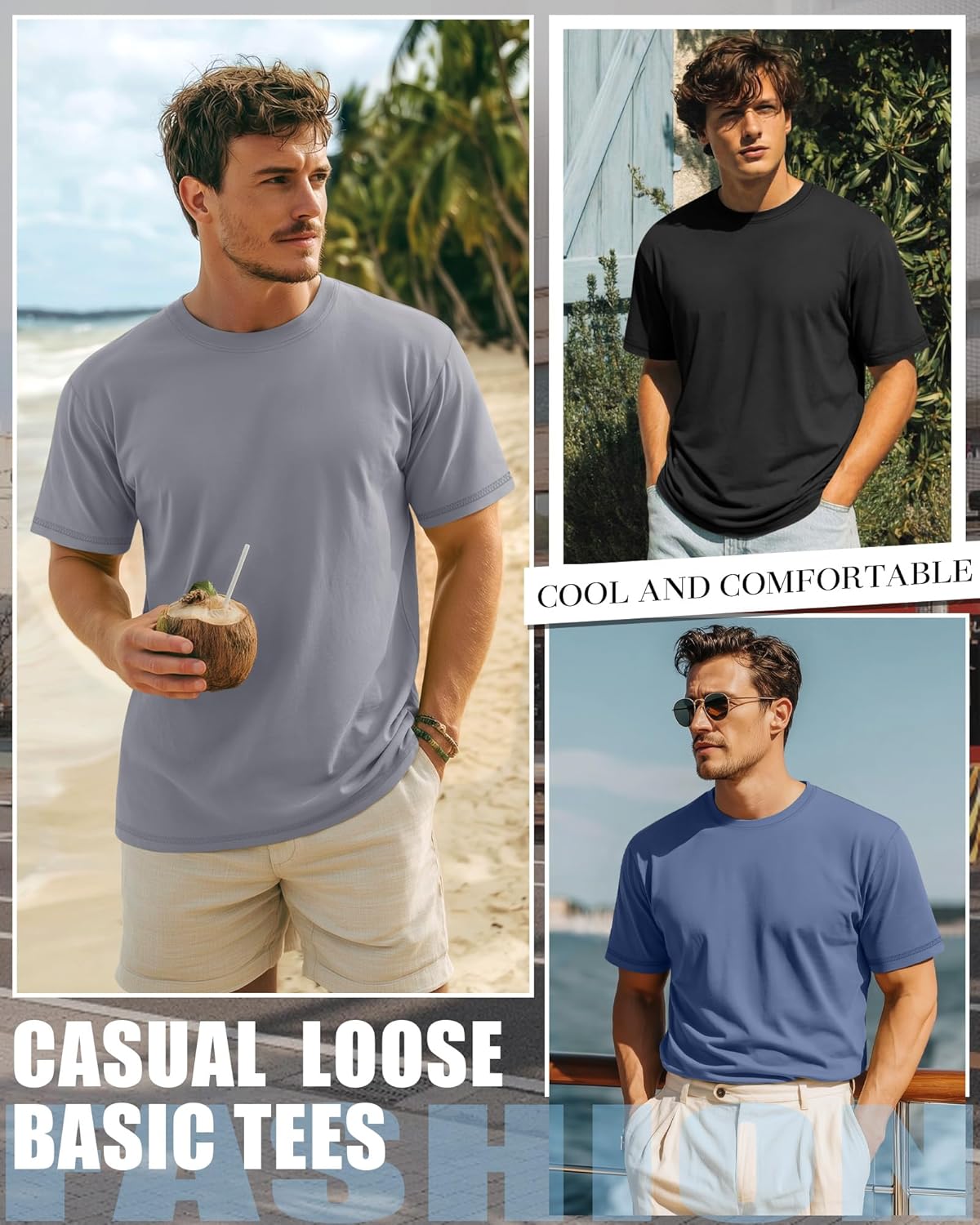 Neer 3 Pack Big and Tall Shirts for Men L-7xl, Short Sleeve Men Crewneck Tops Loose Casual Large T-Shirts Summer Basic Tee