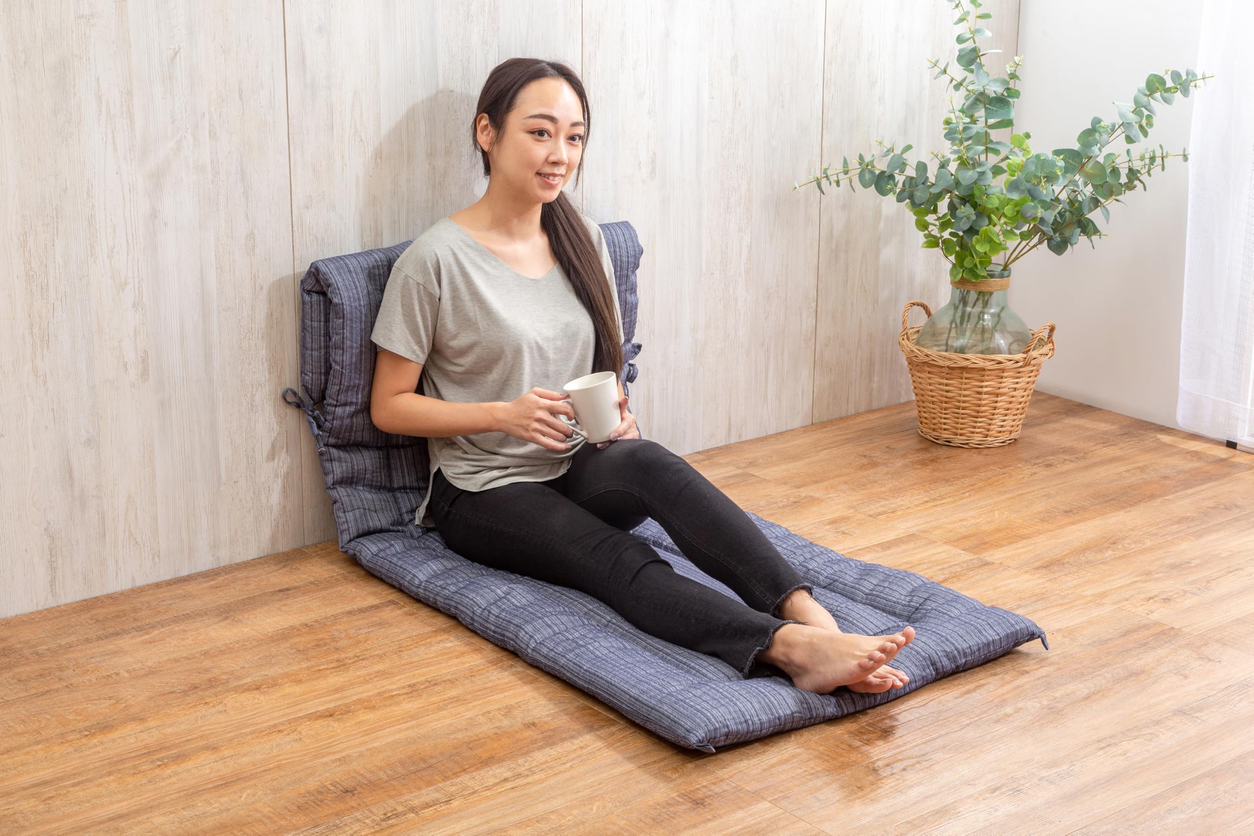 Amazon.co.jp: しじら織 ごろ寝長座布団 約70x180cm 厚さ4cm しじら織