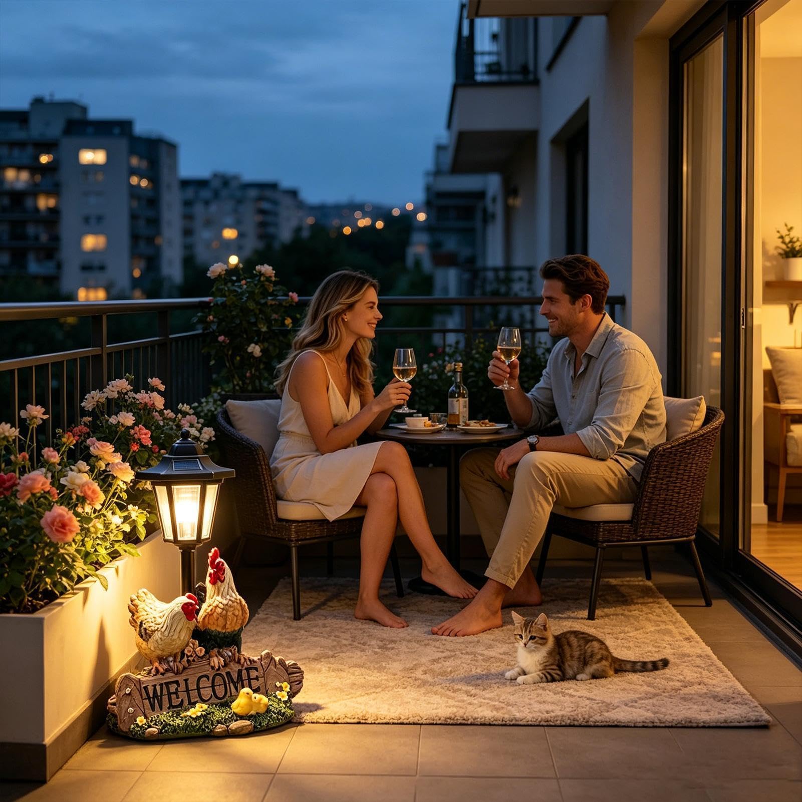 Solarleuchten Für Den Garten Dekorative Laterne Aus Kunstharz | Solar-Außenleuchte Mit Hühnerfigur Für Hof, Terrasse, , Rasen, Gartenwege, Deck, Landschaftsgestaltung, Außenbereich,