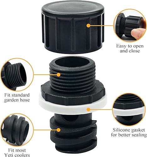 Miniatura 3 de Omoojee Conexión de manguera de tapón de drenaje más fresco, reemplazo de enchufe enfriador compatible con enfriadores Yeti Roadie, Tundra y tanque