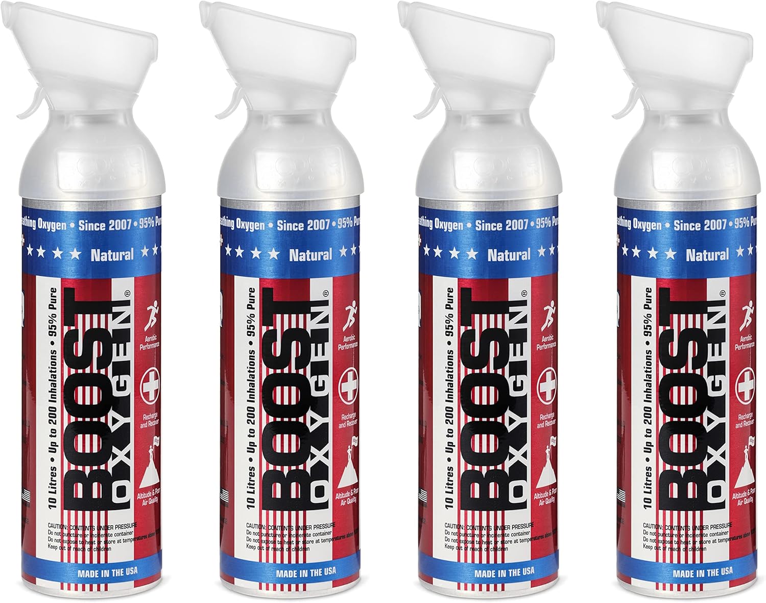 Buy 4 Pack 10Liter Special Edition Stars & Stripes Boost Oxygen Portable Pure Canned Oxygen