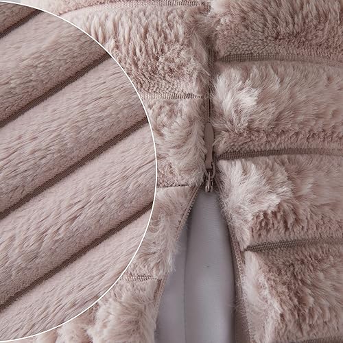 Miniatura 2 de CAROMIO Juego de 2 fundas de almohada acogedoras de piel sintética de 20 x 20 pulgadas, mullidas y mullidas a rayas, para sofá, dormitorio, 2