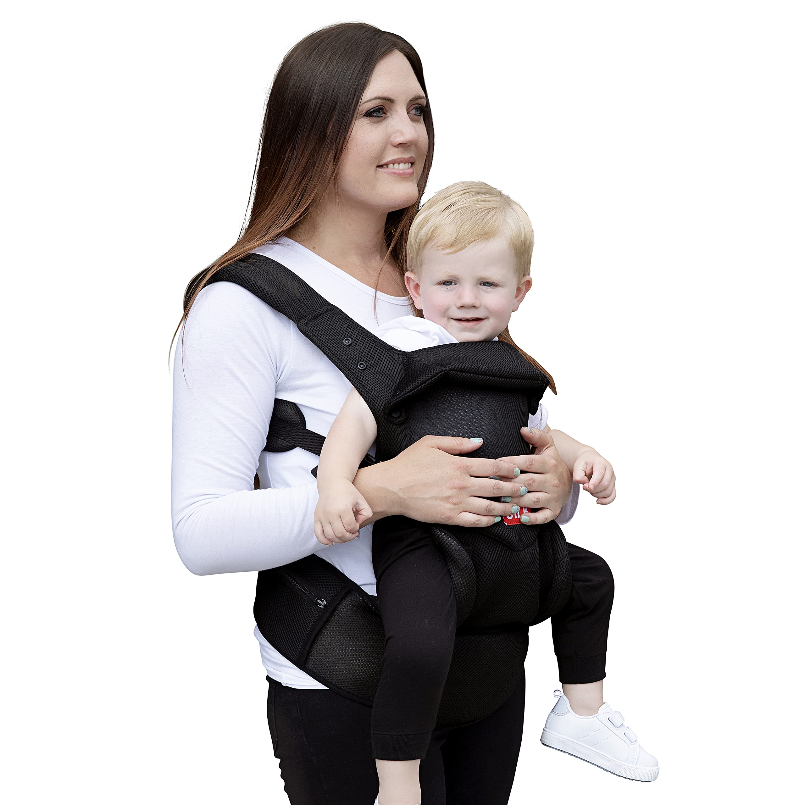 Baby Carrier - Backpack Baby Soft Carrier Black Baby Holder Made From Breathable Cooling Mesh Fabric - Infant and Toddler Carrier with Head and Neck Support, Padded Shoulders, Pockets, and Waist Strap