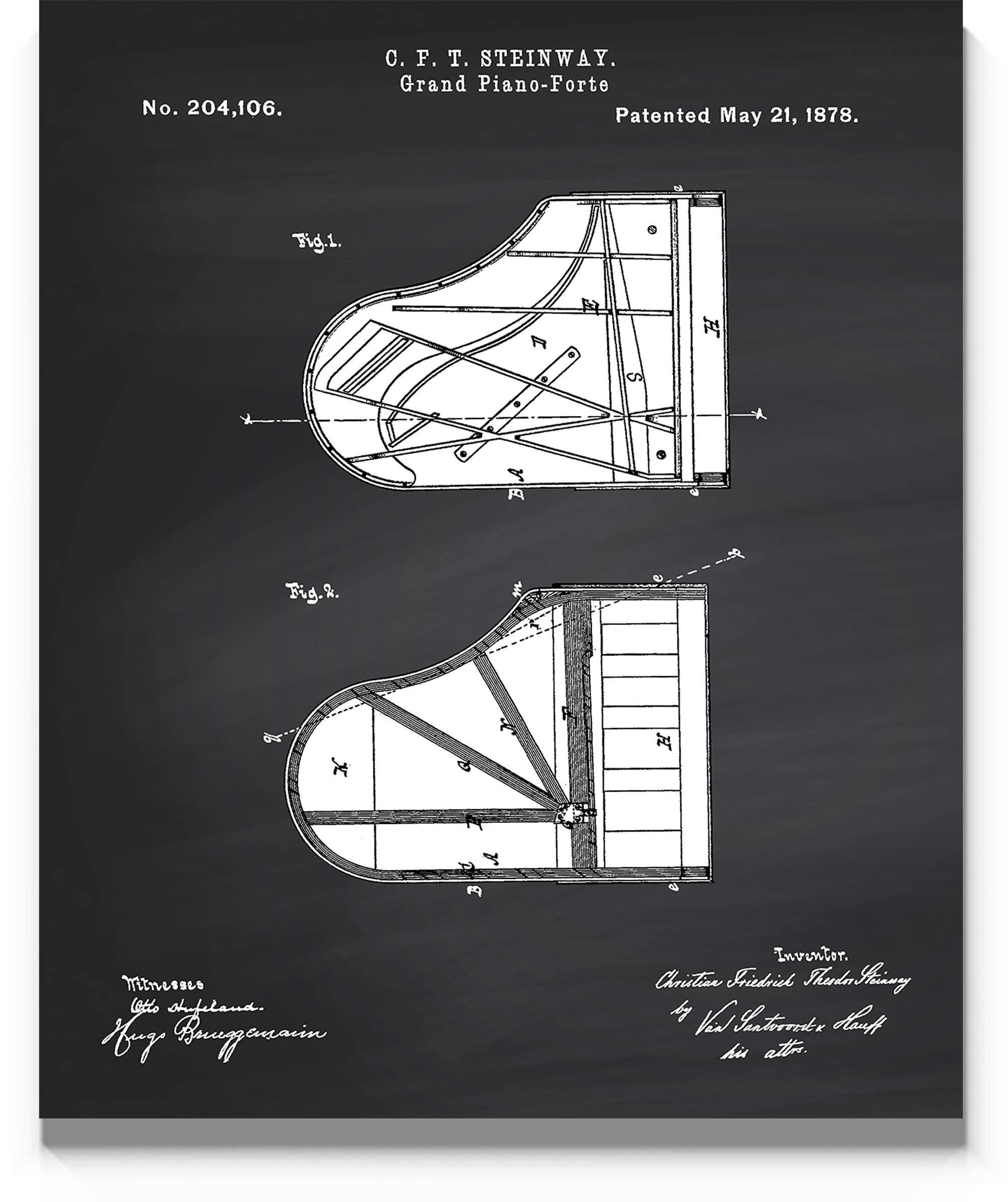 Casi ArtSteinway Piano Chalkboard Style 1878 Patent Wall Print 11x14. Gift Idea for Pianist, Piano Collectors and Lovers. Great Music Studio Decor. Great Decor
