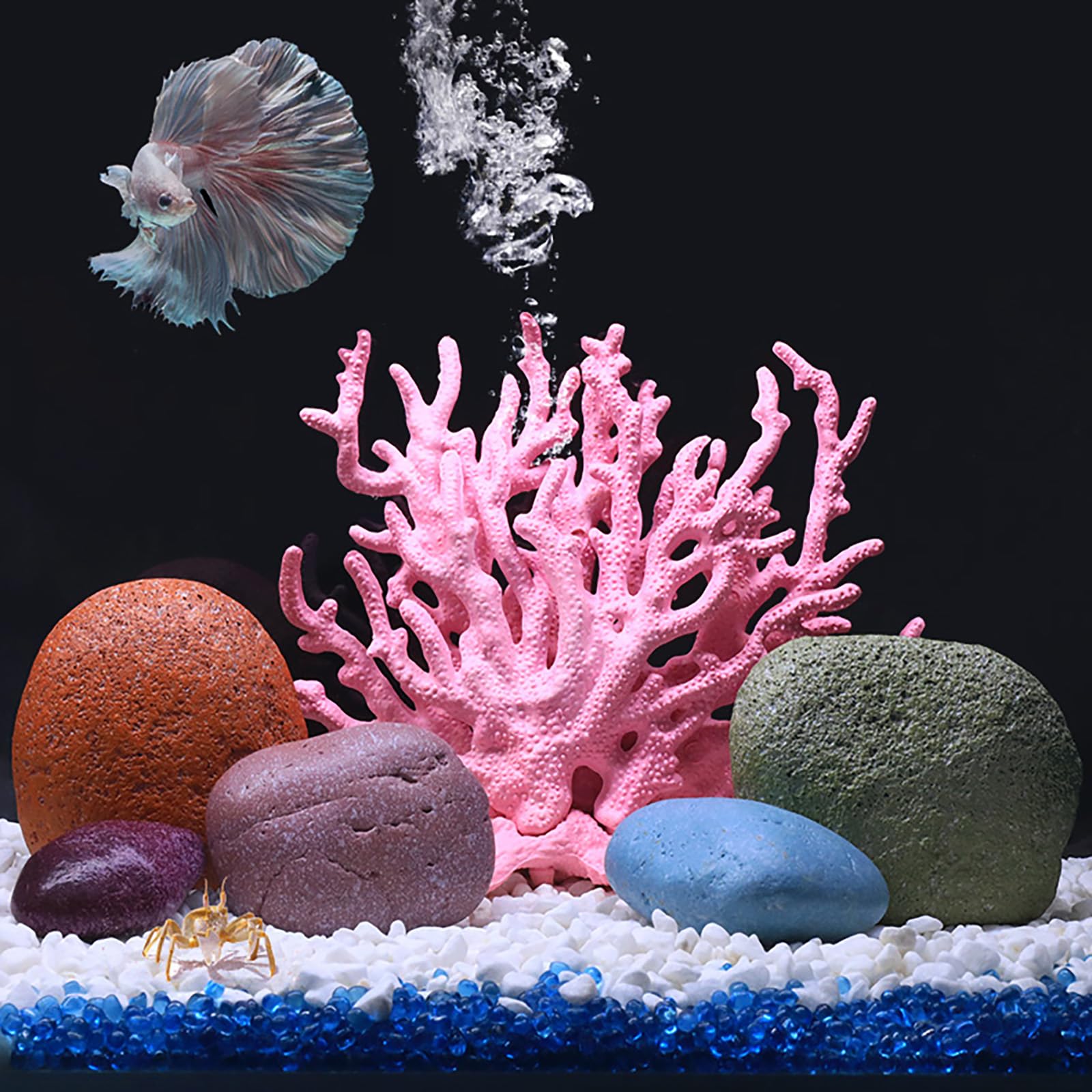 2 Piezas de decoración para Acuario de Arrecife de Coral, simulación de Rama de Coral Marino para pecera, Adornos de Roca de Resina,Púrpura