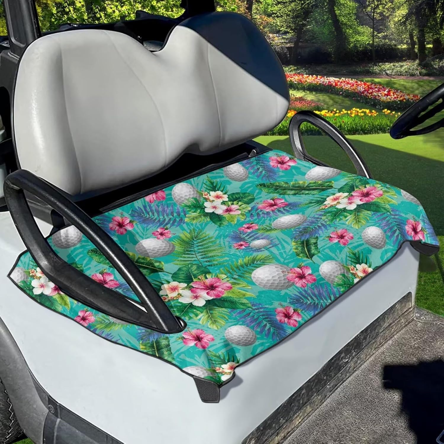 Suobstales Golf Cart Seat Covers Anti-Hot Golf Cart Seat Towel Blanket Golf Cart Accessories for 2-Person Seats Club Car