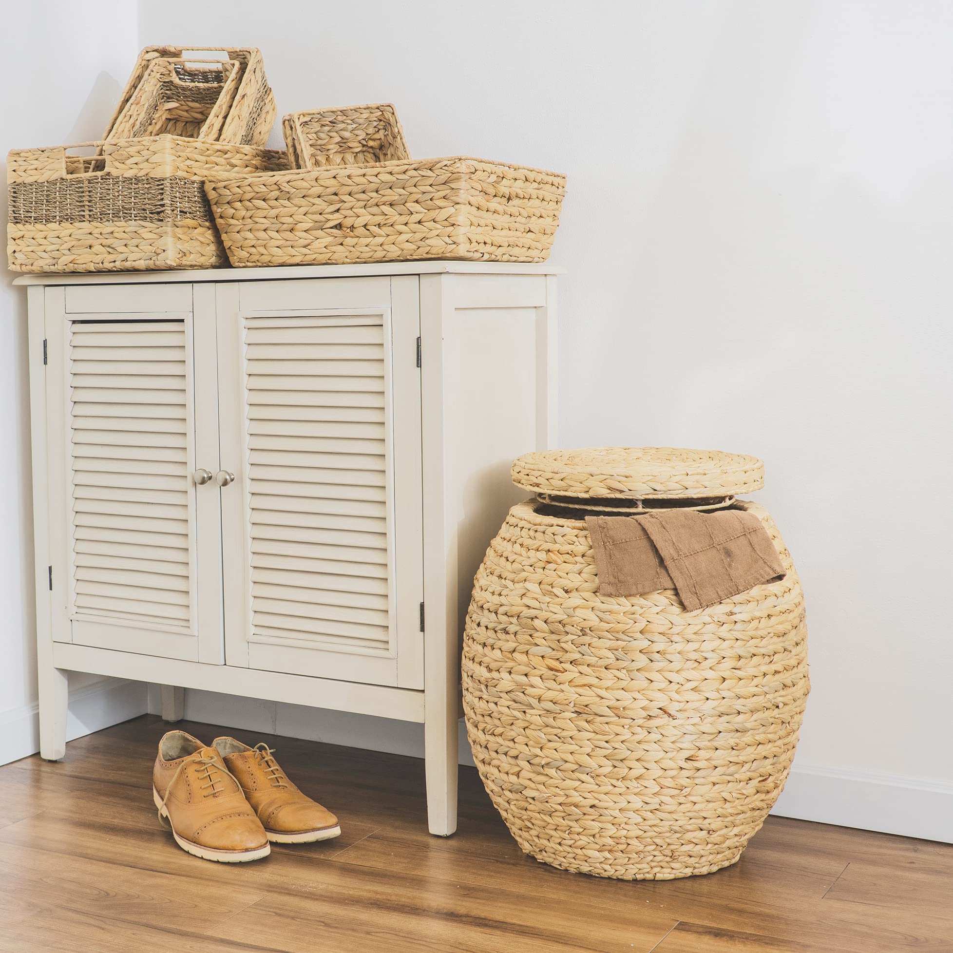Artera Large Wicker Storage Baskets Natural Multipurpose Barrel