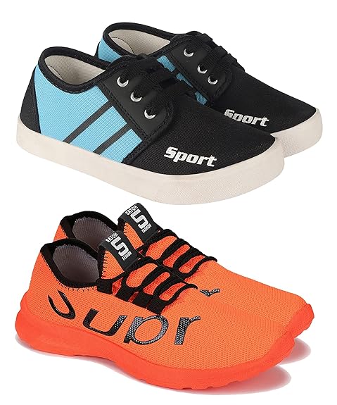 Camfoot Comfortable Pack of 2 Multicolor Collection of Loafers Shoes for Kids & Boys (9318-9078)