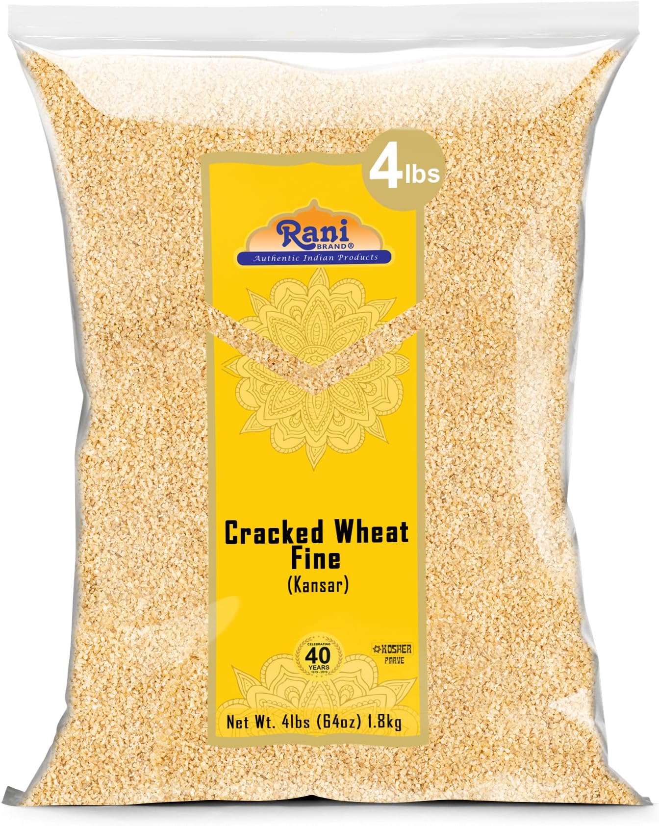 Rani Cracked Wheat Fine (Kansar/Bulgur Wheat#1) 64oz (4lbs) 1.81kg Bulk ~ All Natural | Vegan | Gluten Friendly | NON-GMO |Kosher | Indian Origin