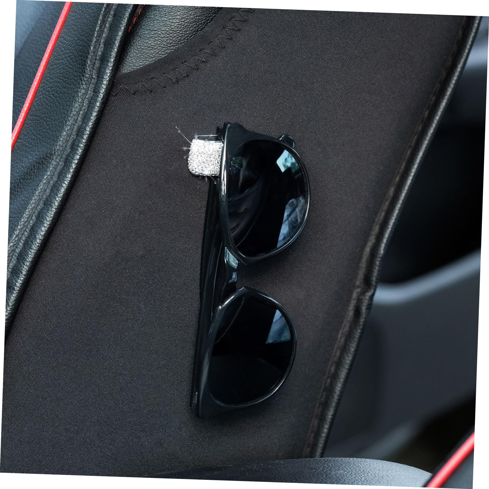 BELLIFFY Car Glasses Holder Pack Sunglass Organizer Clip Rhinestone Design Protects Eyewear from Scratches